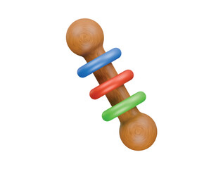 wooden rattle icon 3d illustration render