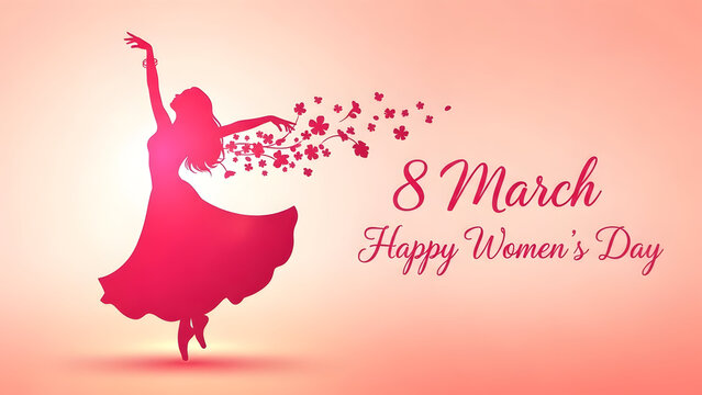 Happy women's day celebration with dancing silhouette