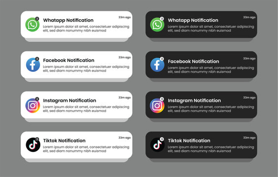 Ios notification mockup whatsapp tiktok facebook instagram ios notification ui mockup template