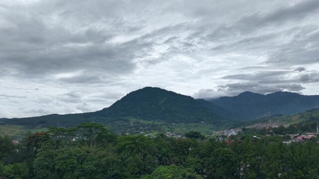 Beautiful hills in Sentul Bogor, Indonesia, and views of the luxury housing landscape