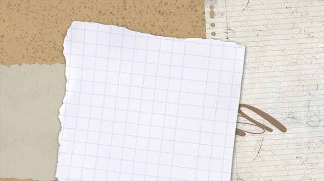 Torn notebook paper on vintage background, blank grid paper texture for education notes scrapbook design and creative presentation