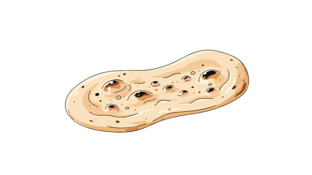 A beautifully illustrated light brown flatbread showcasing rustic culinary charm with authentic toasted spots a delightful depiction of traditional