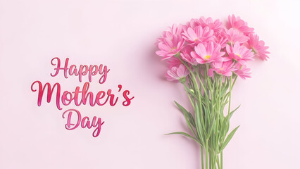 Happy mother's day greeting card with pink carnations