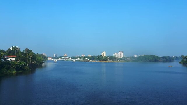 A scenic view of the River Periyar in Kerala, captured while traveling by train