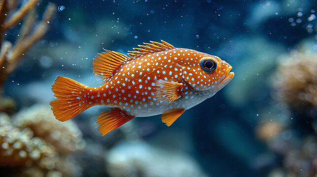 A vibrant fish swims gracefully in its underwater habitat, showcasing its unique patterns and colors