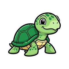 Naklejka premium Cartoon Green Turtle Character Illustration.
