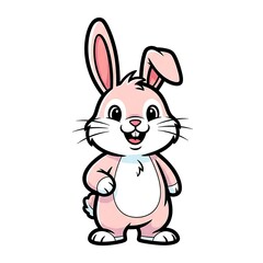 Fototapeta premium Cute Cartoon Rabbit Character Illustration.