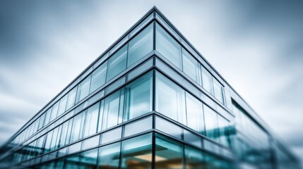 Modern Glass Building Corner Under Blue Sky.