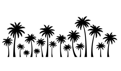 Decorative palm tree silhouettes vector set for posters and banners © Neoviz Studio