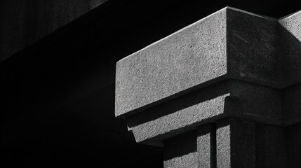 Monolithic Concrete Architecture Abstract Shadows in Black and White.