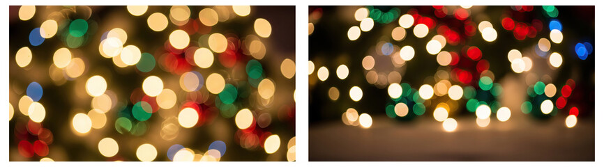 Obraz premium Colorful Christmas lights on tree bokeh social media thumbnail poster banner download 2026 2027