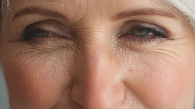 Transition from young to older woman concept. The image shows a split view of two faces, highlighting the differences in age and skin texture.