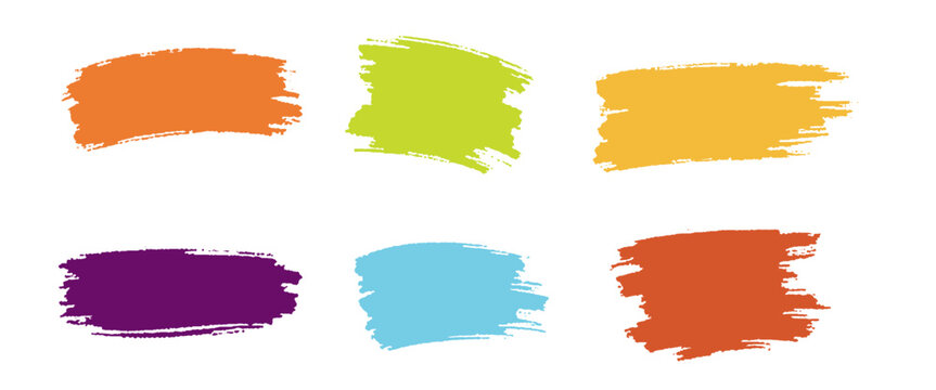 Vector colorful paint brush spots collection of artistic grungy