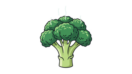Vibrant green steaming broccoli illustration depicting fresh wholesome garden produce for healthy cooking and nutritious meals, emphasizing culinary