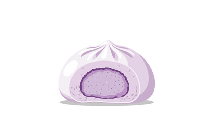 A soft, steamed bun illustration with a vibrant lavender interior. Delicious Asian dessert pastry perfect for sweet cravings and food concepts and