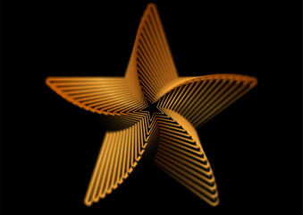 Golden geometric smooth twisted stars abstract luxury background. Vector graphic design