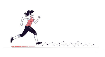 Fototapeta premium Woman in athletic wear running fast on track with motion blur effect and dynamic movement