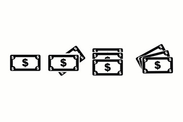 Money and cash icon set vector illustration for finance and business concepts, clean and scalable.