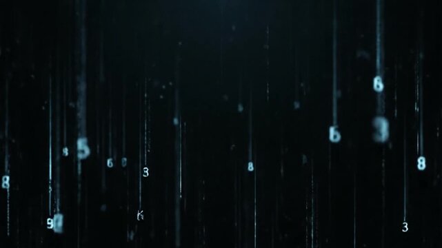 Digital rain effect with binary code and numbers falling
