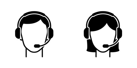 男女のオペレーターのシルエットアイコン