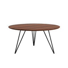 Modern round wooden coffee table isolated on white background