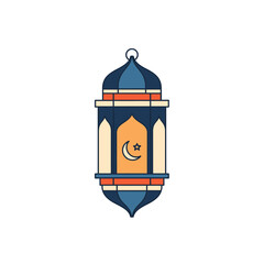 An illustration of a traditional lantern symbolizing spirituality and cultural heritage with crescent moon and star in a festive environment from a front viewpoint
