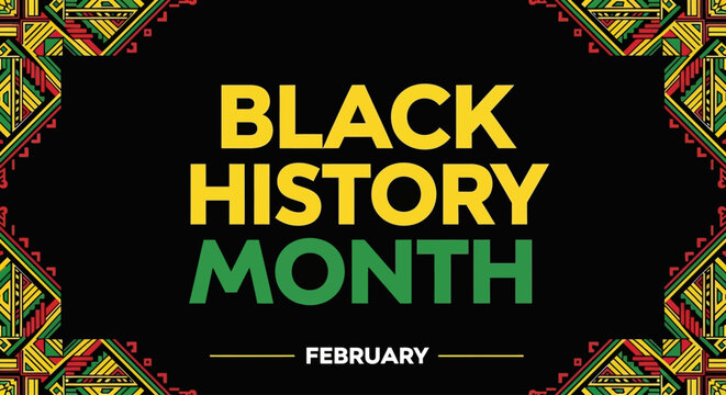 Vibrant Black History Month Banner with Traditional African Border Design for February Celebration