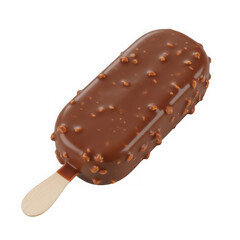 Chocolate coated ice cream bar isolated on white background