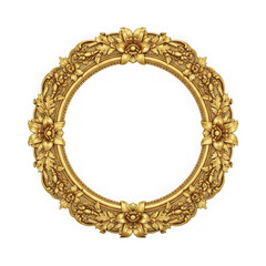 Intricate golden floral wreath isolated on white background