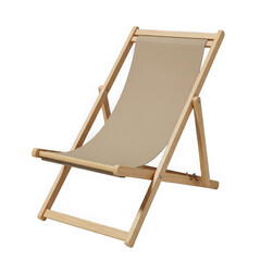 Beige canvas folding beach chair isolated on white background