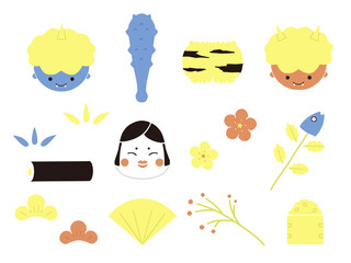 シンプルな節分の素材セット