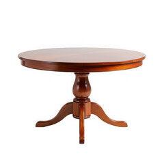 Elegant round wooden table isolated on white background