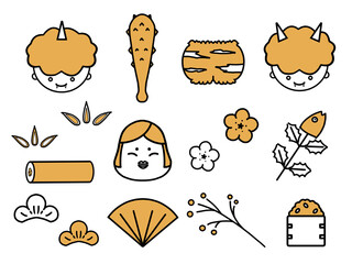 シンプルな節分の素材セット