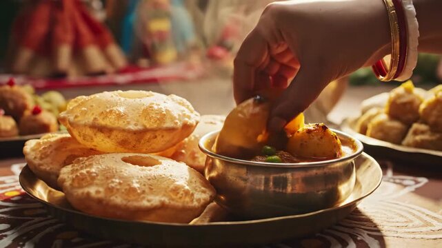 Traditional Bengali Food Display Celebrating Pohela Boishakh with Delicious Spicy Curries and Festive Snacks