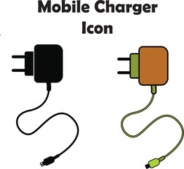 Mobile Charger icon Sample Eps, Mobile Recharge Battery icon Set, BBW Mobile Charger Icon Eps