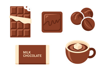 Fototapeta premium Assorted chocolate treats and hot chocolate in a delightful dessert spread