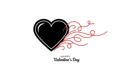 Black Heart Shape with Swirling Lines.
