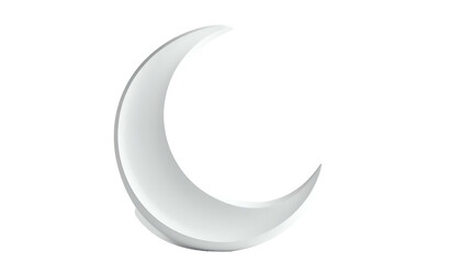 Obraz premium A crescent moon illustration, rendered in grayscale, with highlights and shadows, isolated on black