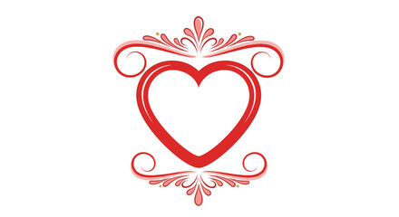 Red Heart Shape with Floral Design.