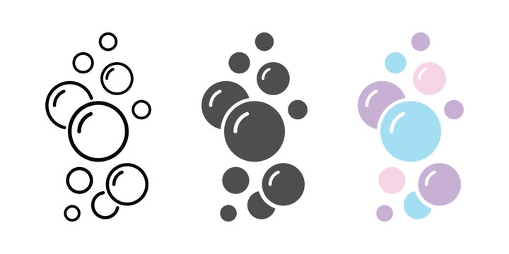 Bubbles icon. Soap foam suds symbol in flat design. Transparent PNG and vector illustration