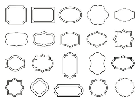 Vintage label frames set outline badge borders vector