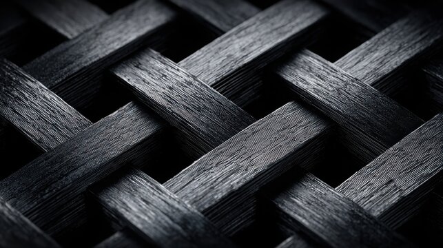 Intricate dark woven metallic threads forming a complex abstract geometric pattern