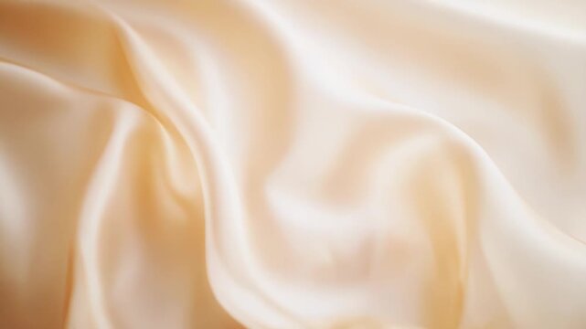 Delicate beige translucent fabric flowing smoothly, forming gentle ripples and elegant drapes with subtle highlights and shadows, offering a sophisticated background