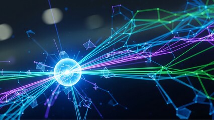 Abstract Technology Interface with Glowing Network Connection