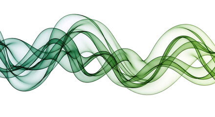 Green Abstract Waves on White Background
