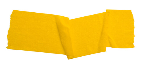 yellow crumpled torn tape isolated on transparent background.