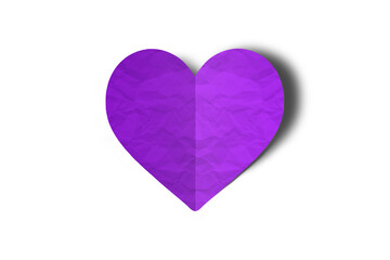 Obraz premium purple paper hearts crumpled isolated on transparent background. Valentine's day.