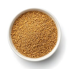 Close-Up of Organic Japanese Mustard Seeds on White Solid Background, Aromatic Spice and Natural Ingredient for Asian Cooking, Vegan Recipes, Flavorful Seasoning, and Traditional Culinary Wellness