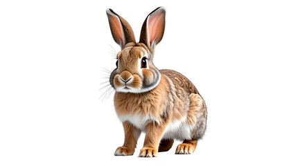 Obraz premium A fluffy, brown bunny with long ears and whiskers, standing against a dark background