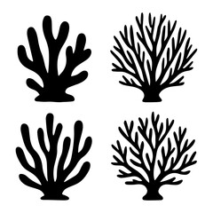 Obraz premium Set of Black Coral Silhouette Collection in Various Styles